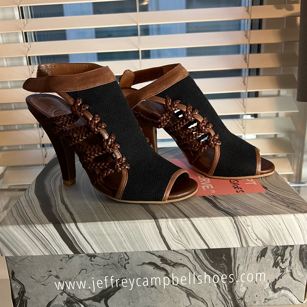 Jeffrey Campbell Black & Brown Heeled Sandal Size 6.5 - Fits Size 6 - New